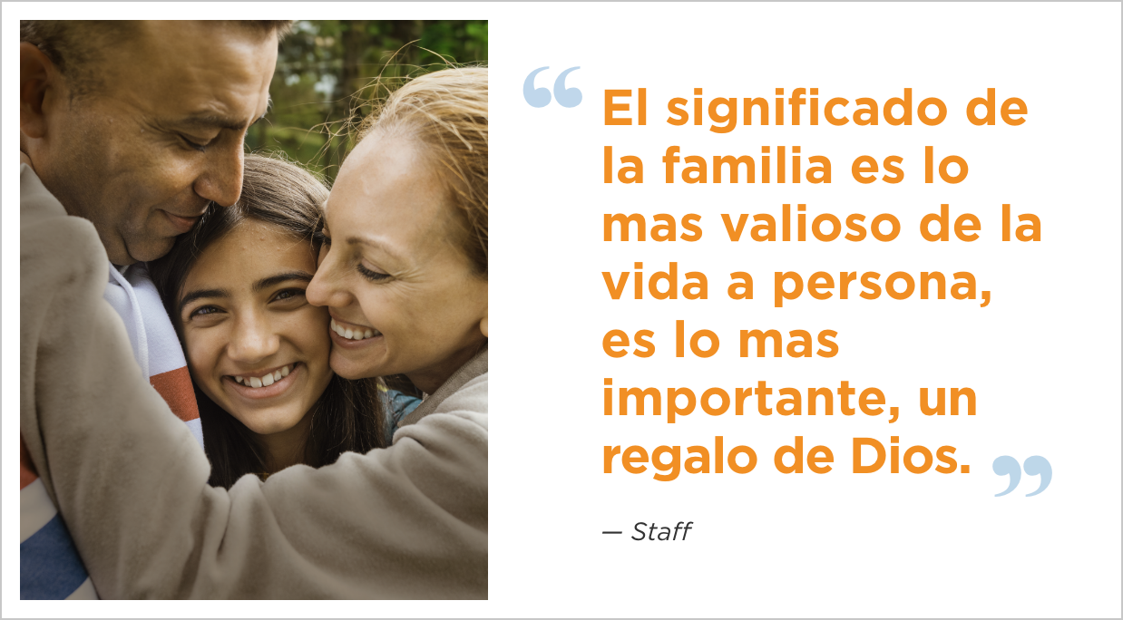 El significado de la familia es lo mas valioso de la vida a persona, es lo mas importante, un regalo de Dios.